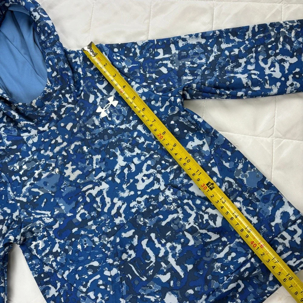Under Armour Youth Small Hoodie Blue Camo Loose‎ Fit Pullover Fleece Lined